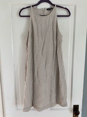 J. Crew Sleeveless Linen Mini Dress in Light Taupe
